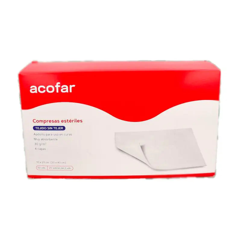 Acofar Compresas Esterilizadas Sin Tejer 20X10, 50 unidades