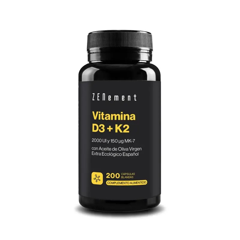 Zenement Vitamina D3 + K2, 2000 Ui Y 150 µg Mk-7, 200 cápsulas blandas
