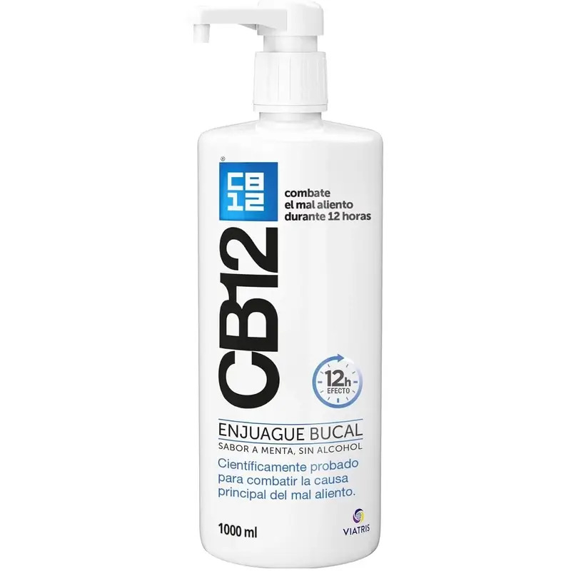 CB12 Mint Enjuague Bucal Halitosis Sabor Menta, 1000 ml