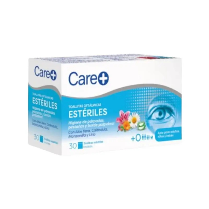 Care+ Toallitas Oftálmicas Esteriles, 30 Unidades