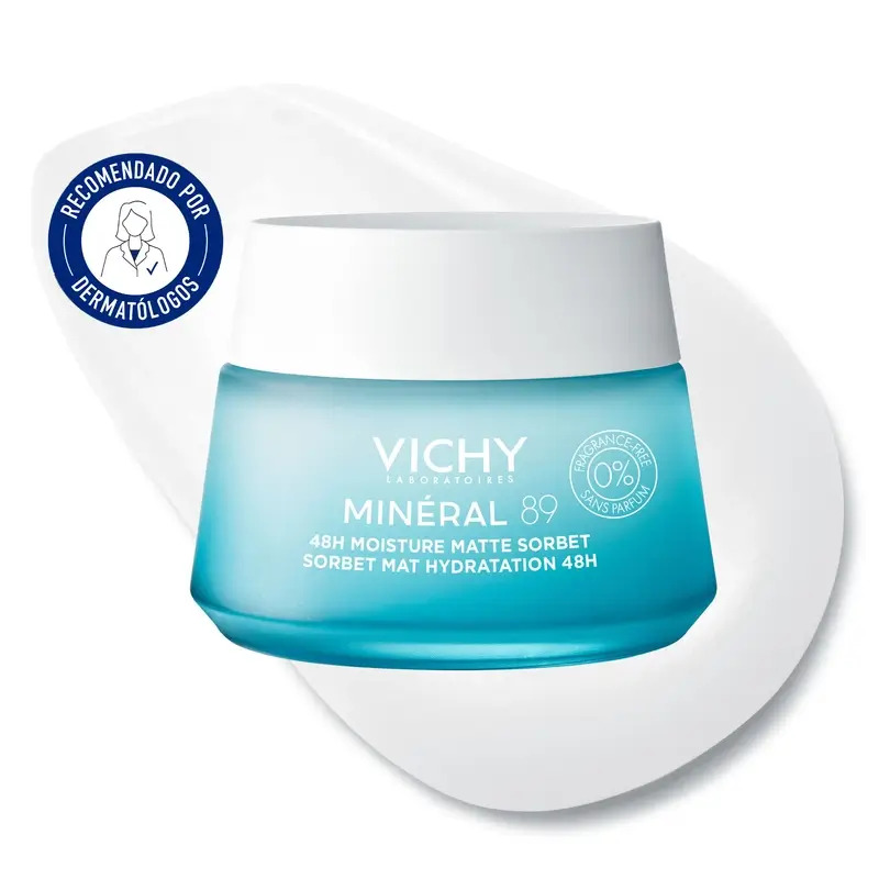 Vichy Mineral 89 Gel Sorbete Mate Hidratante 48H Con Ácido Hialurónico , 50 ml
