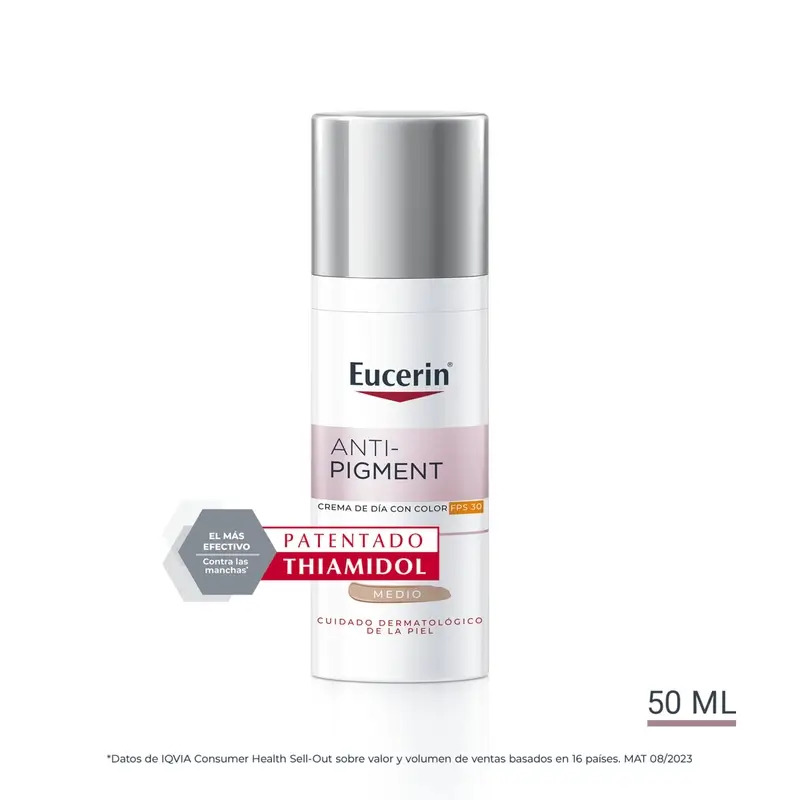Eucerin Anti-Pigment Solar Crema De Día SPF30 Con Color Medio, 50ml