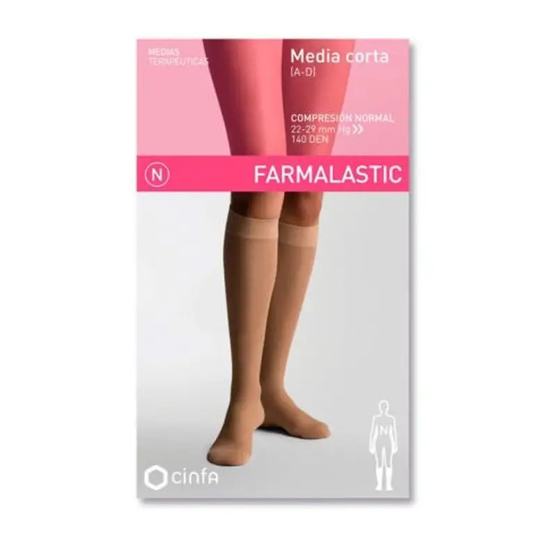 Farmalastic Media Corta Compresión Normal Beige, Talla Reina Plus