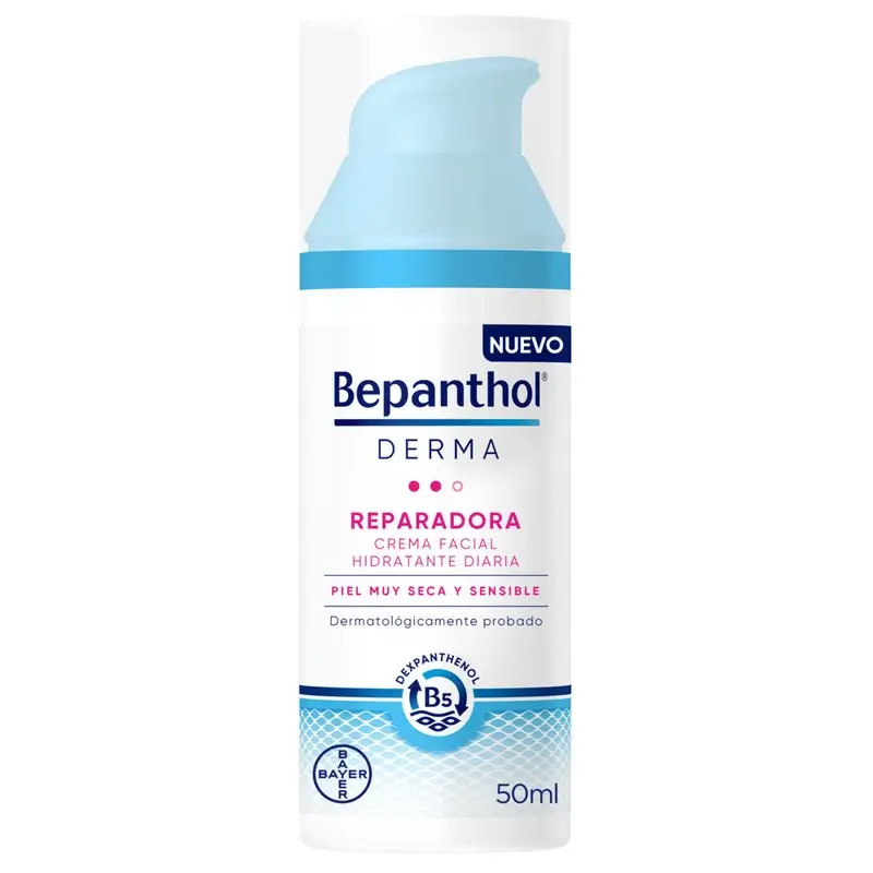 Bepanthol Derma Crema Facial Reparadora Hidratante Diaria, 50 ml