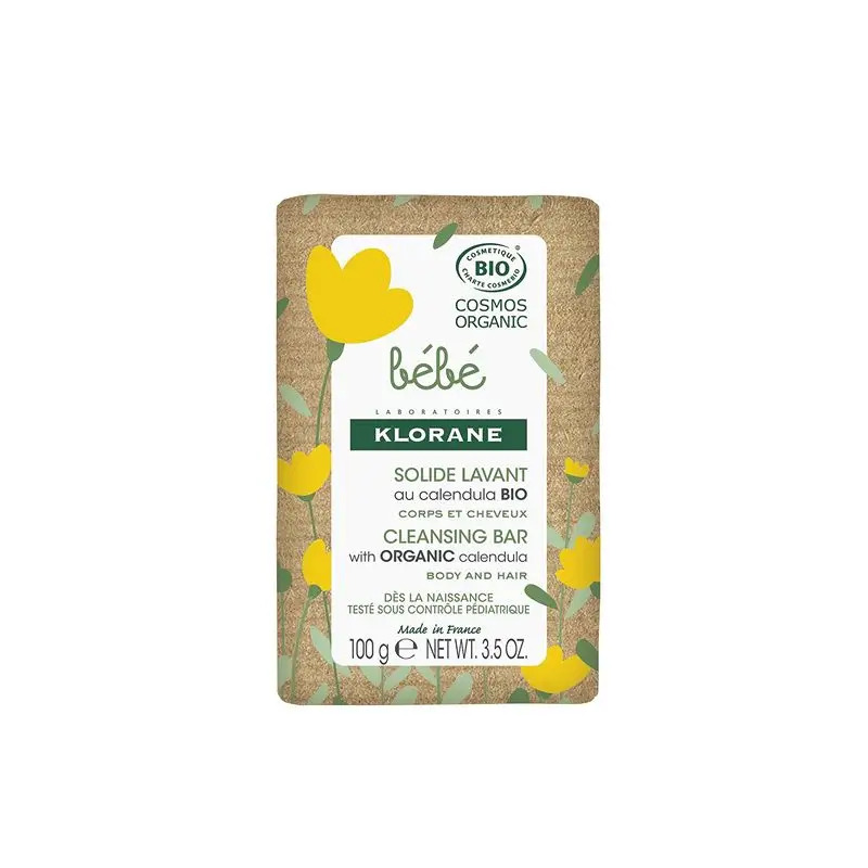 Klorane Limpiador Sólido Certificado Bio A La Caléndula - Cuerpo Y Cabello - Bebé , 100 gr