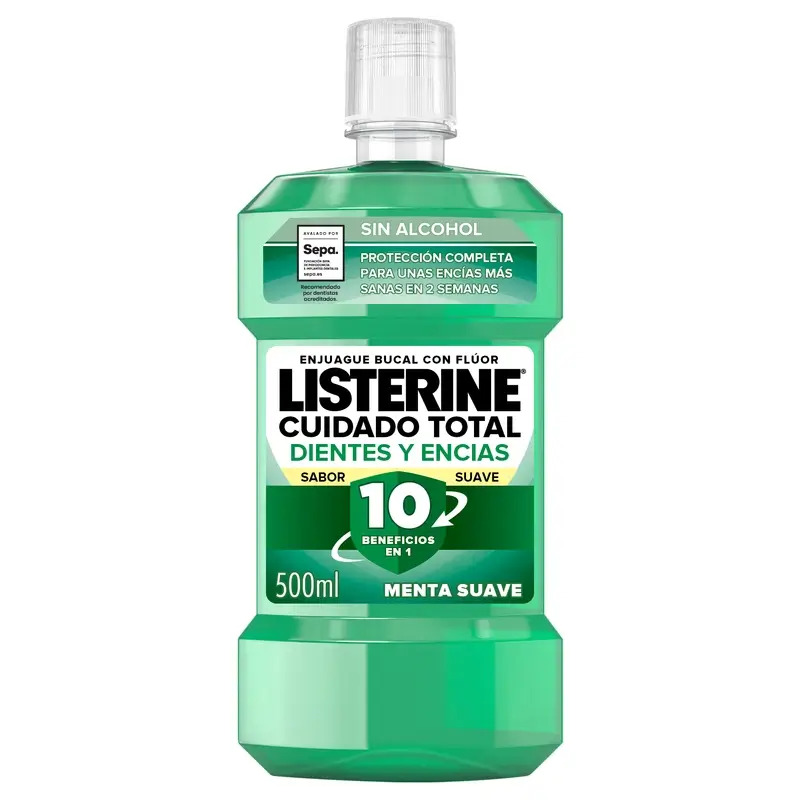 Listerine Enjuague Bucal Sin Alcohol Protección Dientes Y Encías, Sabor Suave, 500 Ml