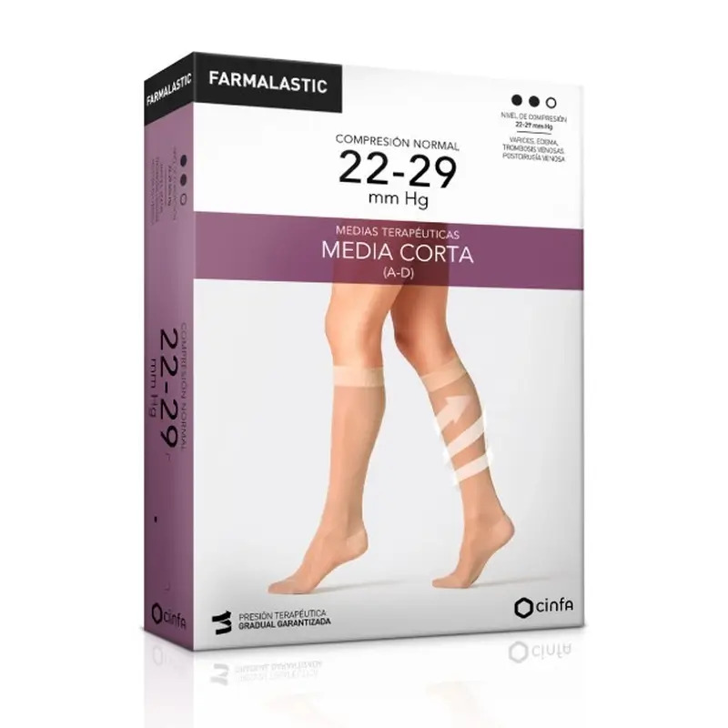 Farmalastic Media Corta Compresión Normal Negra, Talla Grande