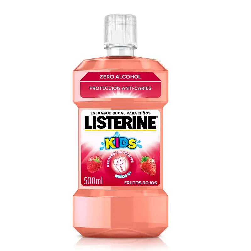 Listerine Enjuague Bucal Sin Alcohol para Niños, Protección Anti Caries, Con Flúor, 500 ml