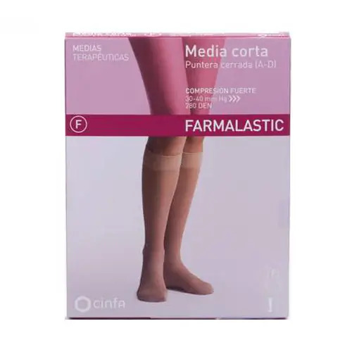Farmalastic Media Corta Compresión Fuerte Puntera Cerrada, Talla XL