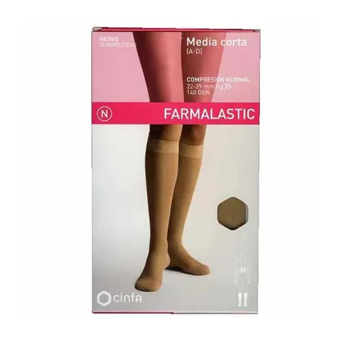 Farmalastic Media Corta Compresión Normal Beige, Talla Grande