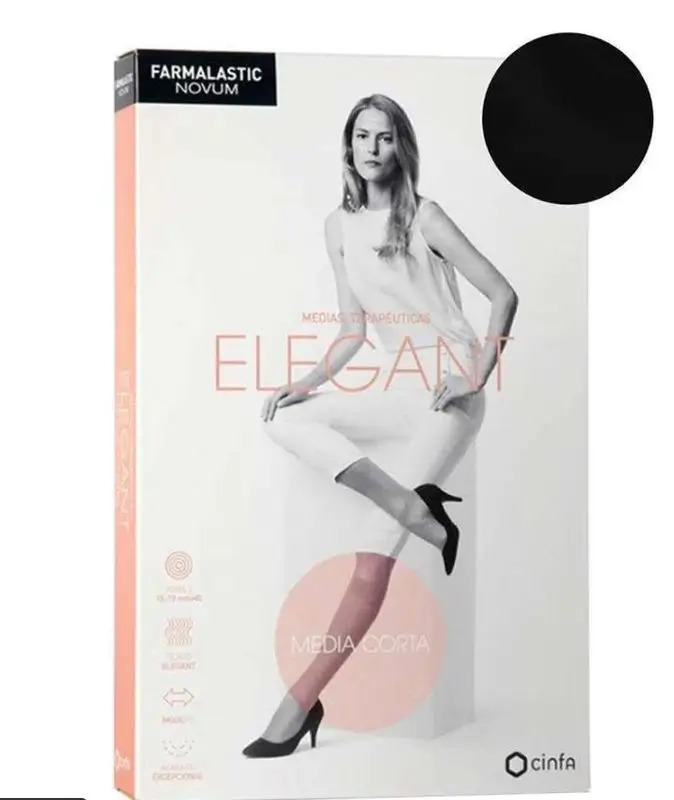Farmalastic Novum Elegant, Talla Corta De Compresión Ligera Color Antracita, Nivel 1
