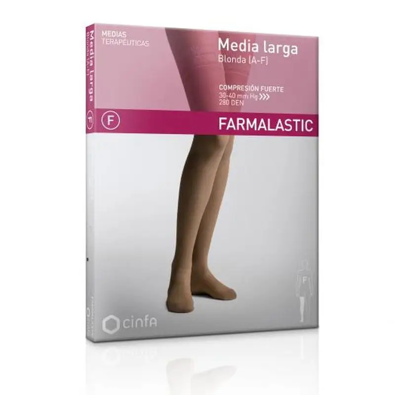 Farmalastic Media Larga Blonda Compresión Fuerte 30-40 Mm Hg, Talla Reina