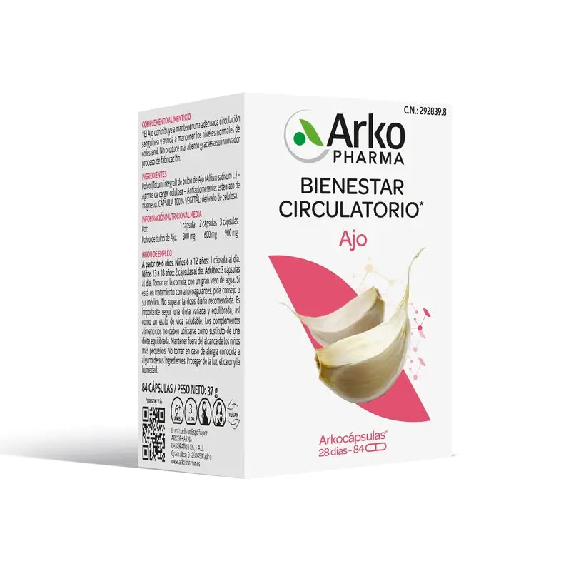 Arkopharma Arkocápsulas Ajo, 84 cápsulas