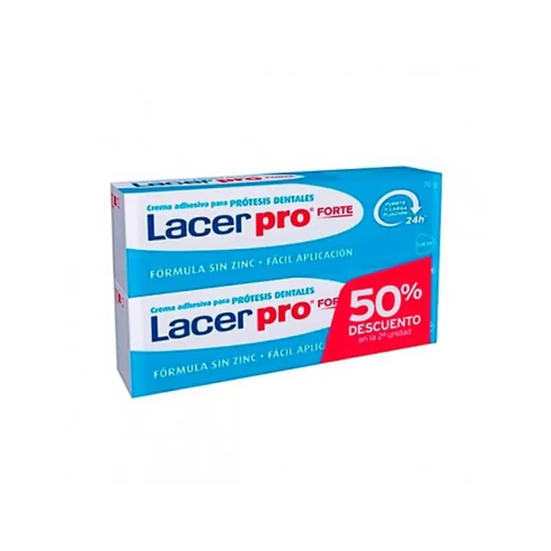 Lacer Pro Forte Crema Adhesiva Para Prótesis Dentales, 70+70 gr