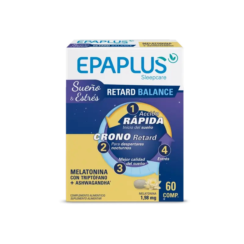 Epaplus Sleepcare Melatonina Retard Balance Con Triptófano, 30 gramos, 60 comprimidos
