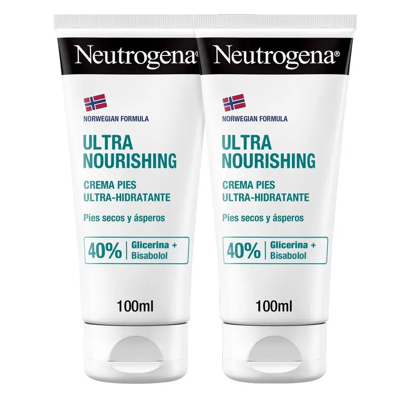 Neutrogena Crema Pies Ultra Hidradante Pies Secos Y Ásperos, Pack 2 X 100 ml