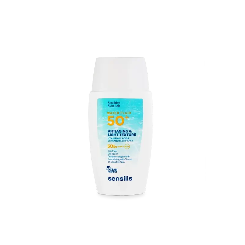 Sensilis Water Fluid SPF 50+ Antiedad Ultrafluido con Ácido Hialurónico y Schisandra Chinensis, 40 ml