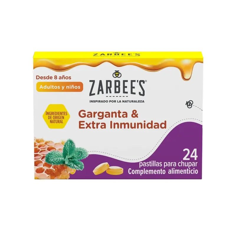 Zarbee’S Garganta & Inmunidad 24 Pastillas Para Chupar Con Miel, Menta, Zinc Y Vit.D