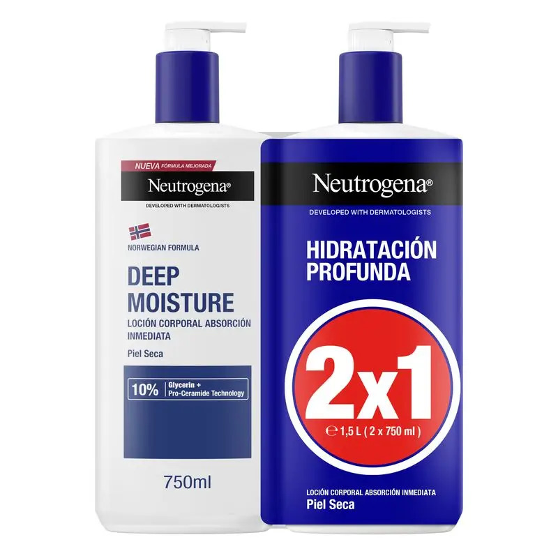 Neutrogena Crema Hidratante Corporal Piel Seca Pack, 2x750 ml