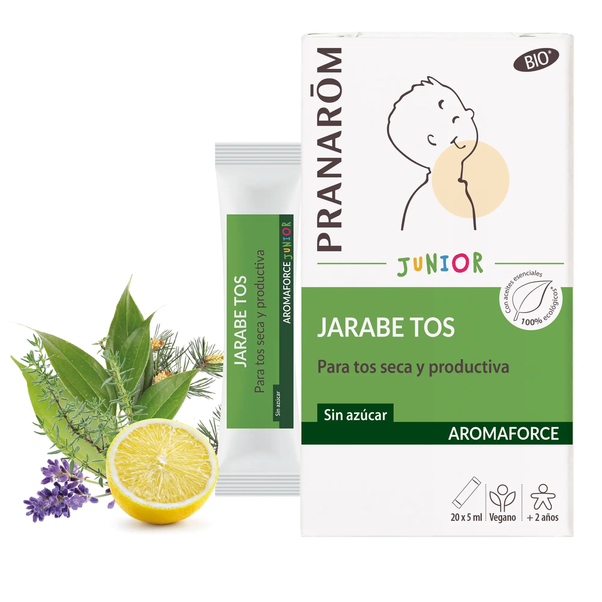 Pranarom Aromaforce Junior Jarabe Tos Bio, 20 x 5 ml