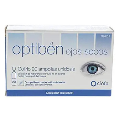 Optiben Ojos Secos Gotas Sequedad Ocular 20 Ampollas Unidosis