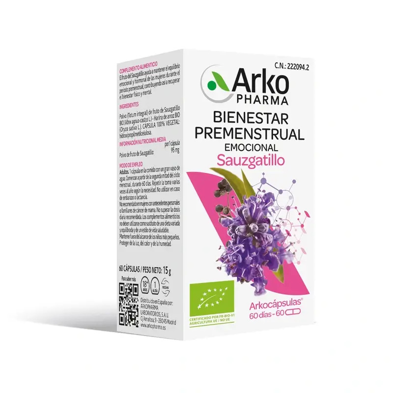 Arkopharma Arkocápsulas Sauzgatillo Bio, 60 cápsulas