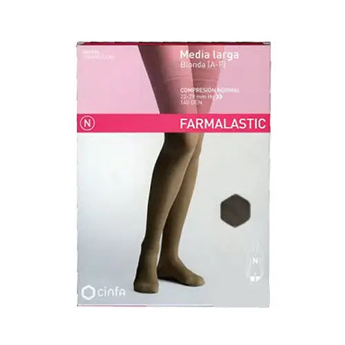 Farmalastic Media Larga Blonda Compresión Normal Negro, Talla Reina Plus