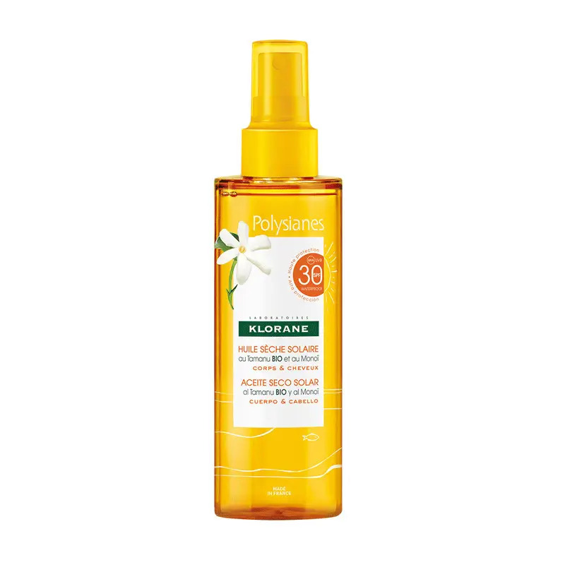 Klorane Polysianes Aceite Seco Solar Al Tamanu Bio Y Monoi SPF 30, 200 ml