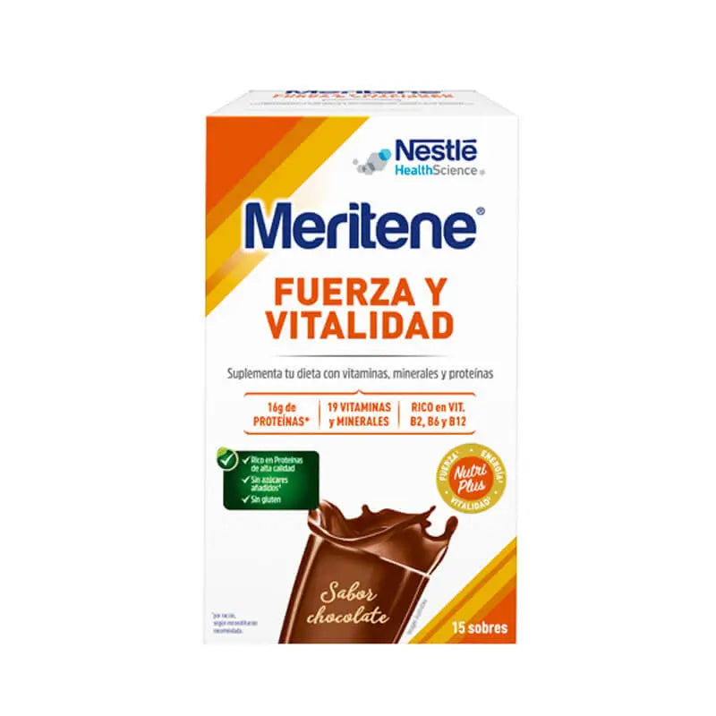 Meritene Fuerza y Vitalidad Batido Sabor Chocolate, 15 sobres x 30 gr