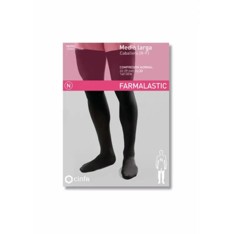 Farmalastic Media Larga Caballero De Compresión Normal, Negro, Talla Pequeña