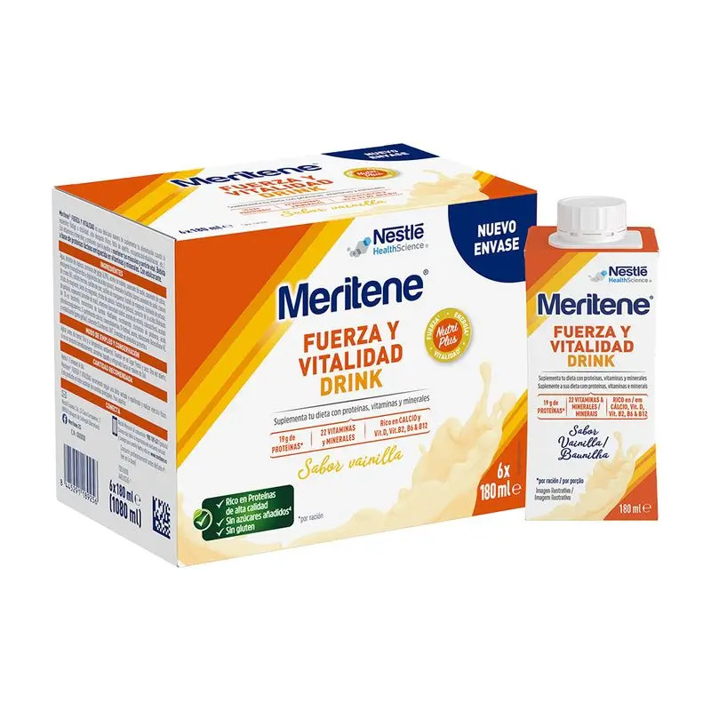 Meritene Fuerza Y Vitalidad Drink Vainilla, 6x180 ml