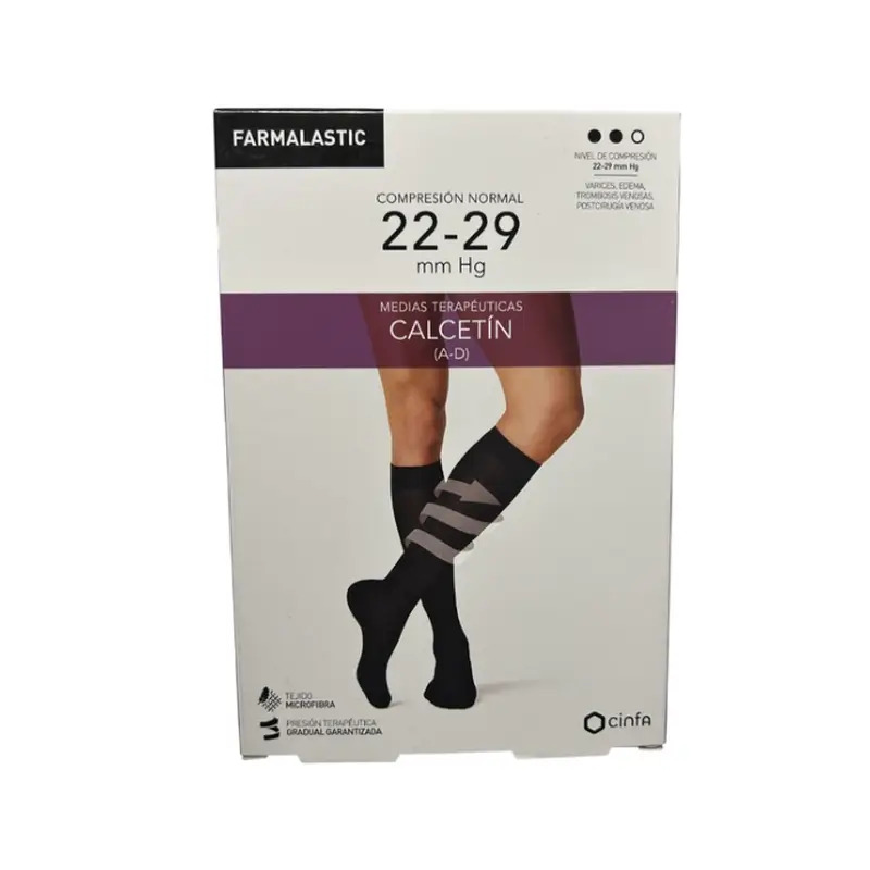 Farmalastic Calcetin Negro, Talla Grande