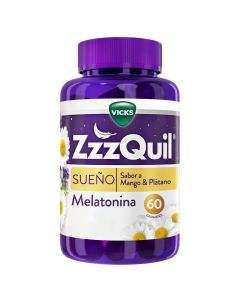 ZzzQuil Mango, Pl&aacute;tano y Valeriana, 60 Gummies