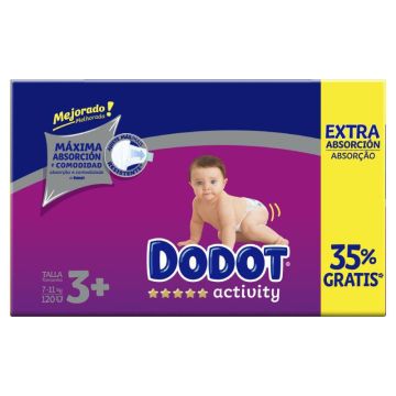 Dodot Activity Pañal Talla 3+ (7-11 Kg), 120 Unidades