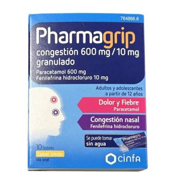 Pharmagrip Congestión 600/10 Mg, 10 sobres granulados
