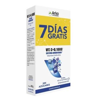 Arkopharma Vitamina C&D3 + Zinc, 2X20 comprimidos, 1000 mg