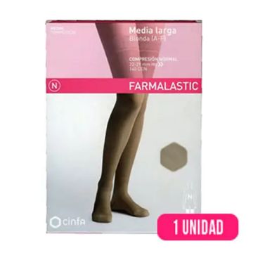 Farmalastic Media Larga Blonda Compresión Normal Beige, Talla Pequeña