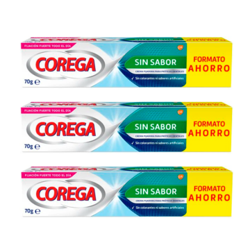 Corega Triplo Extra Fuerte Sin Sabor, 3 x 70 gr