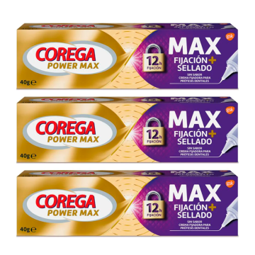 Corega Triplo Maximo Sellado Crema Fijadora, 3 x 40 gr