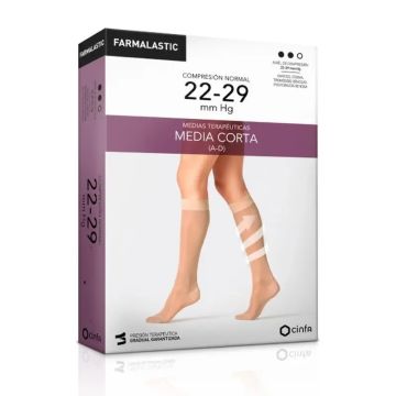 Farmalastic Media Corta De Compresión Normal, Negro, Talla M
