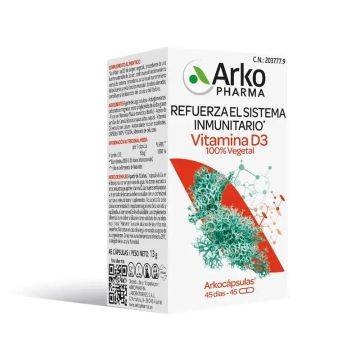 Arkopharma Arkocápsulas Vitamina D3 100 % Vegetal, 45 cápsulas