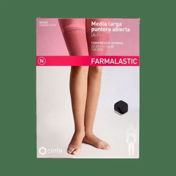 Farmalastic Media Larga Con Puntera Abierta Negra, Talla XL