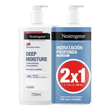 Neutrogena Crema Hidratante Corporal Hipoalergénica Sin Perfume, 2X750 ml