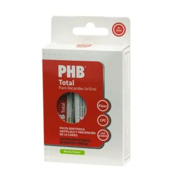 PHB TOTAL PACK PASTA DENTAL RECAMBIO 3 X 15 ML, tamaño viaje