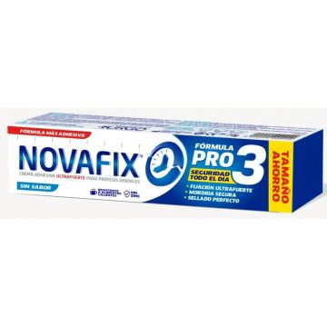 Novafix Pro3 Sin Sabor Crema Adhesiva Prótesis Dentales, 70 gr