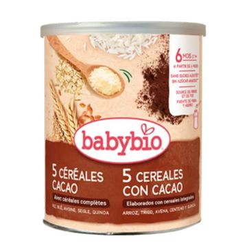 Babybio 5 Cereales con Cacao , 220 gr