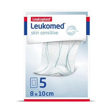 Leukoplast Leukomed Skin Sensitive, 8 Cm X 10 Cm, 5 Unidades