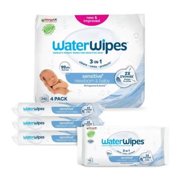 Waterwipes Toallitas Bebé Biodegradables 4x60, 240 unidades