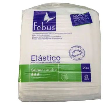 Incopack Febus Absorbente Anatómico Elástico Super Noche Talla Mediana , 20unidades