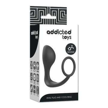 Addicted Toys Plug Anal Con Anillo Silicona Negro Modelo 1